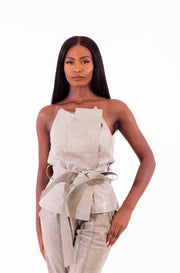 Asymmetric Bustier in Green Croc *CUSTOM ORDER*
